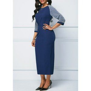 Women's Elegant Office Work Blue Midi Maxi Dress size XL